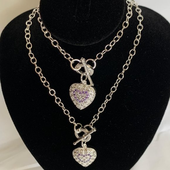 Silver Heart Necklace and Bracelet Set - Picture 2 of 11
